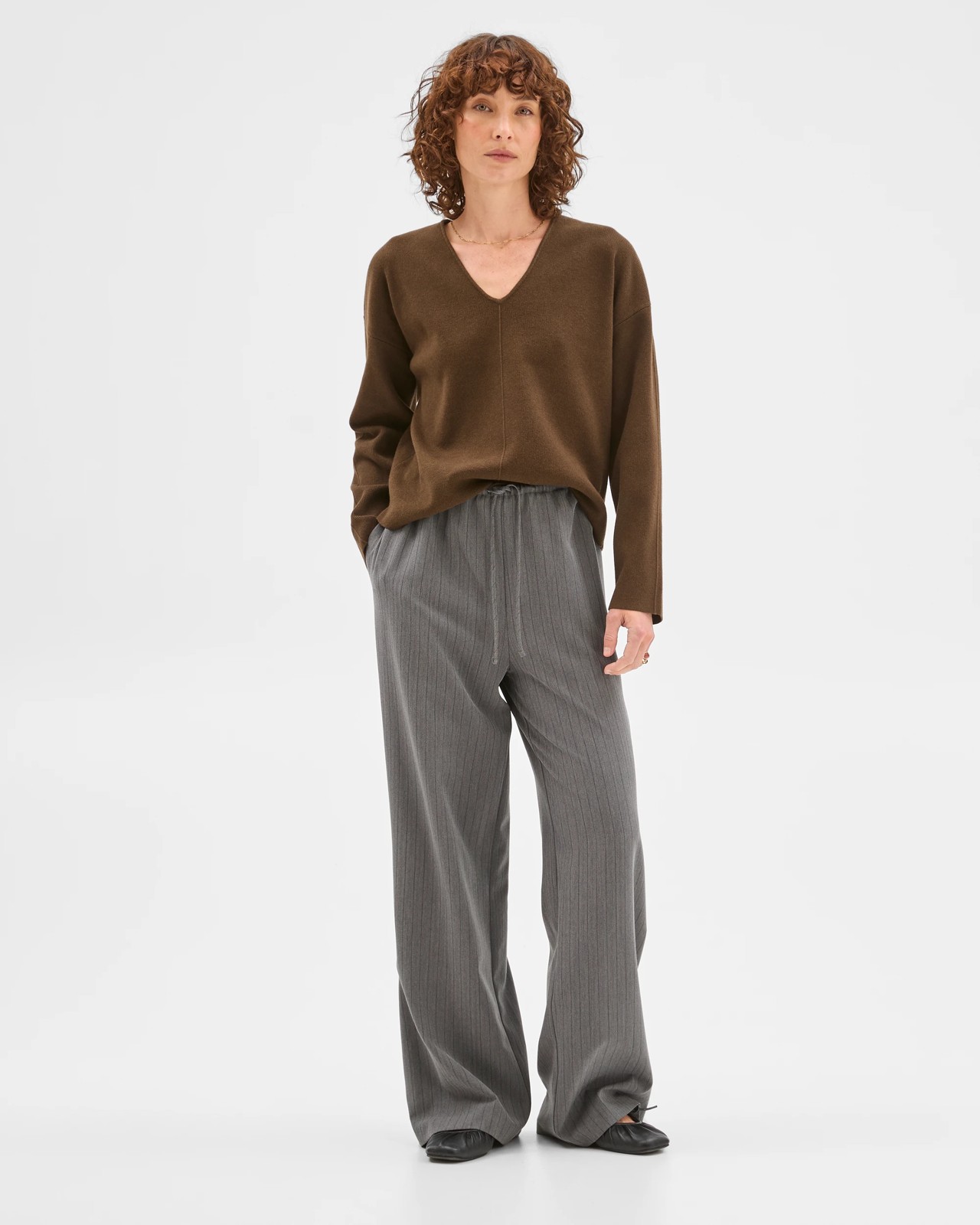 Preview Australian Cotton Blend Polished V-Neck Jumper - Olive 2 of 5