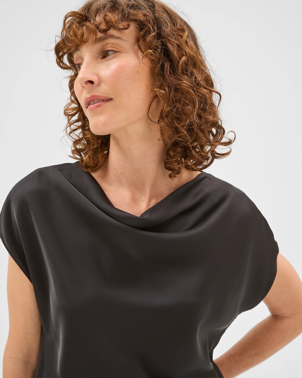 Preview Cowl Neck Drape Satin Blouse 4 of 5