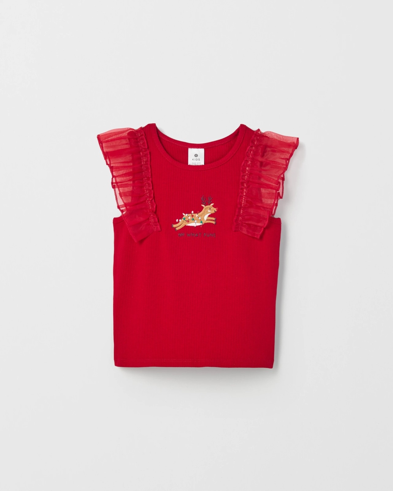 Australian Cotton Tulle Fashion Christmas Ruffle Tank Top - Red 2 of 4