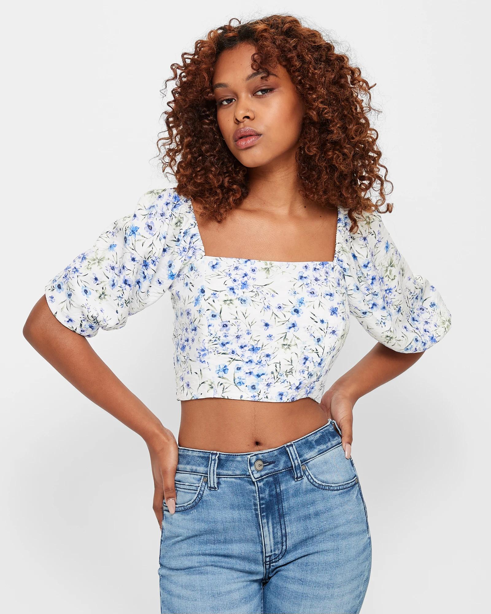 puff sleeve bandeau top