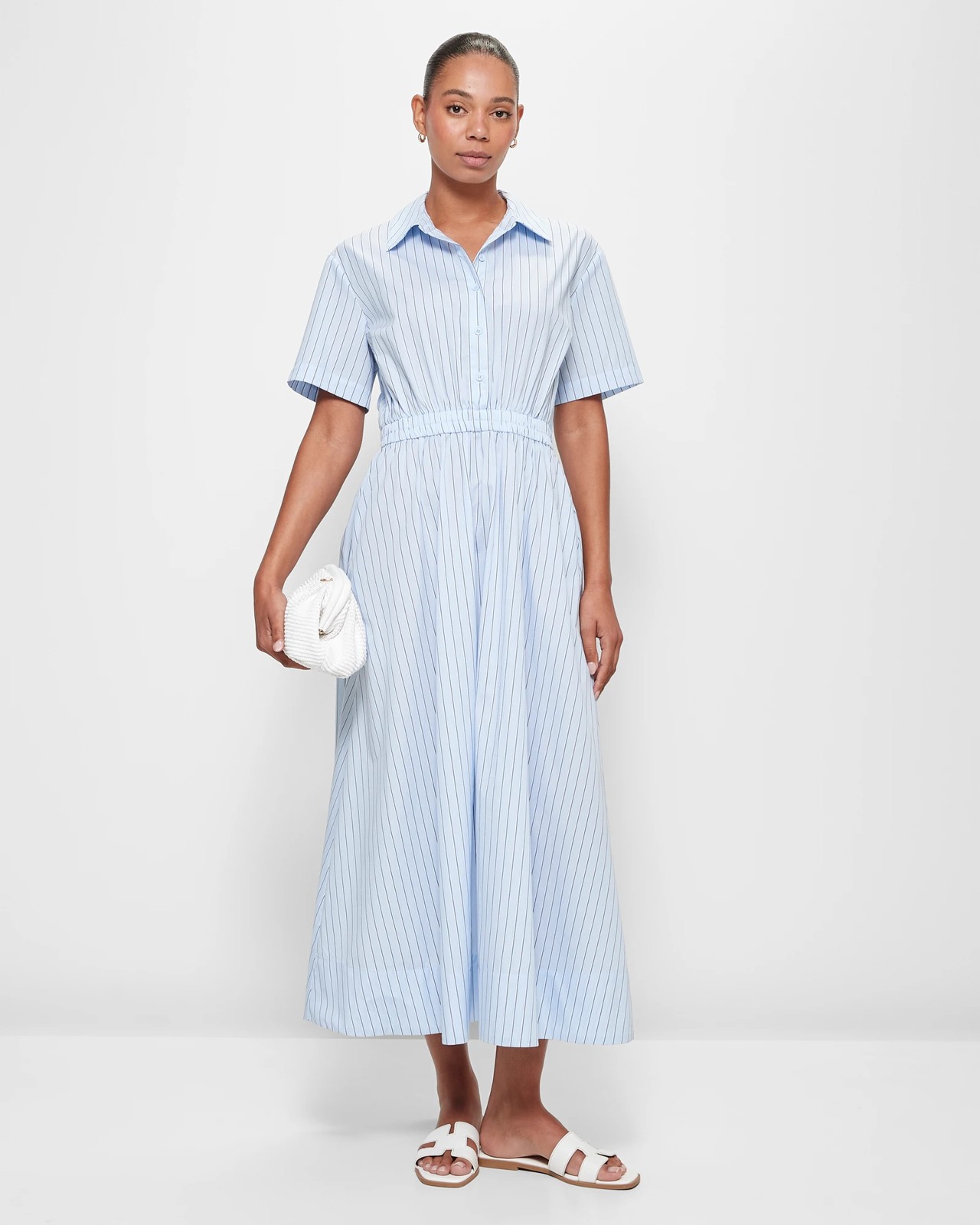 Australian Cotton Midi Shirt Dress Preview Azure Stripe Target Australia