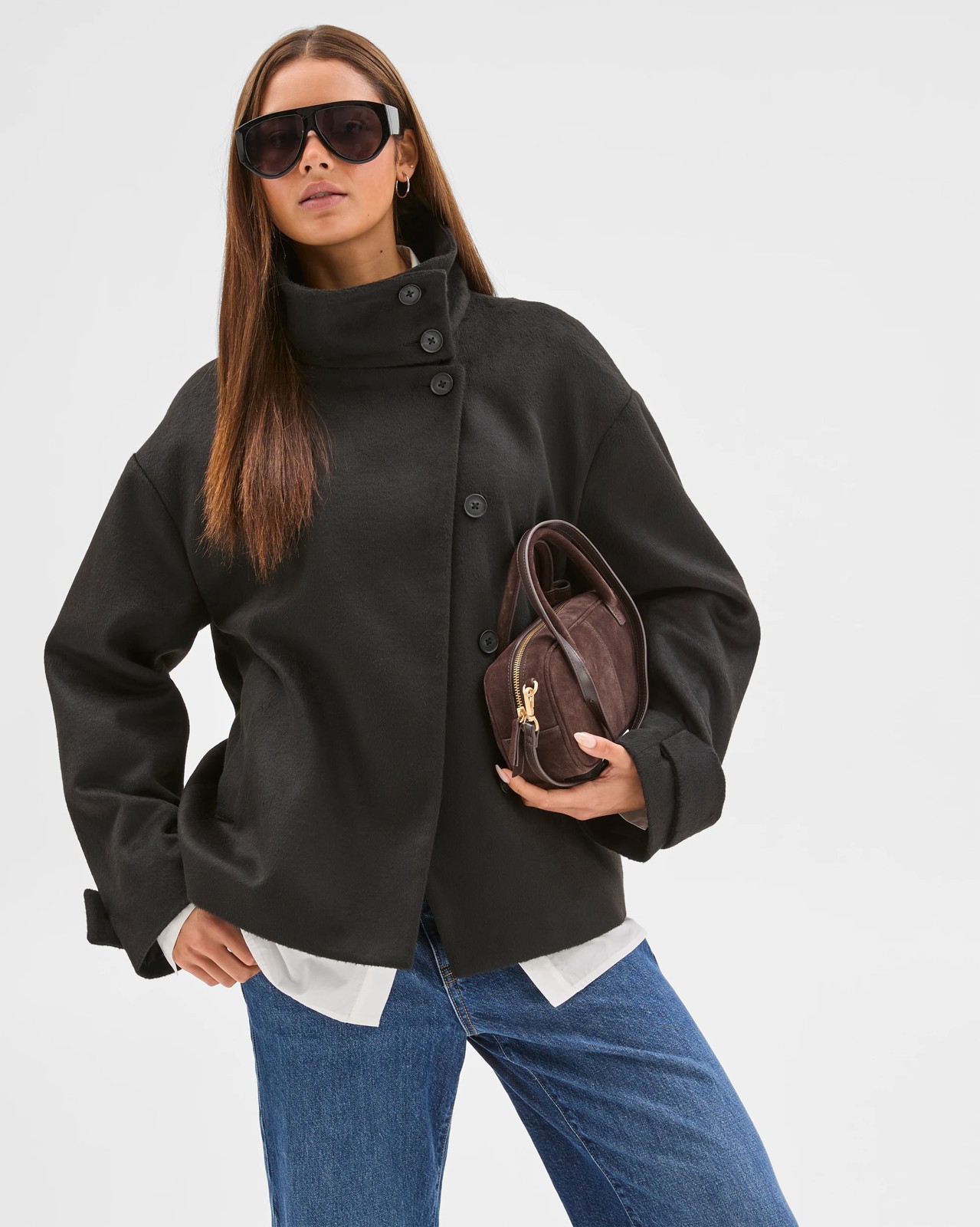 Lily Loves Funnel Neck Short Coat - Black 5 of 6