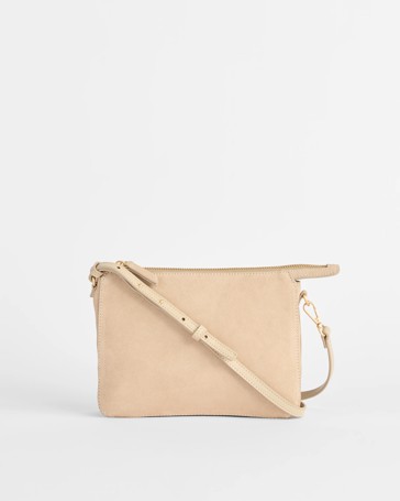 Premium Suede Leather Compartment Crossbody Bag