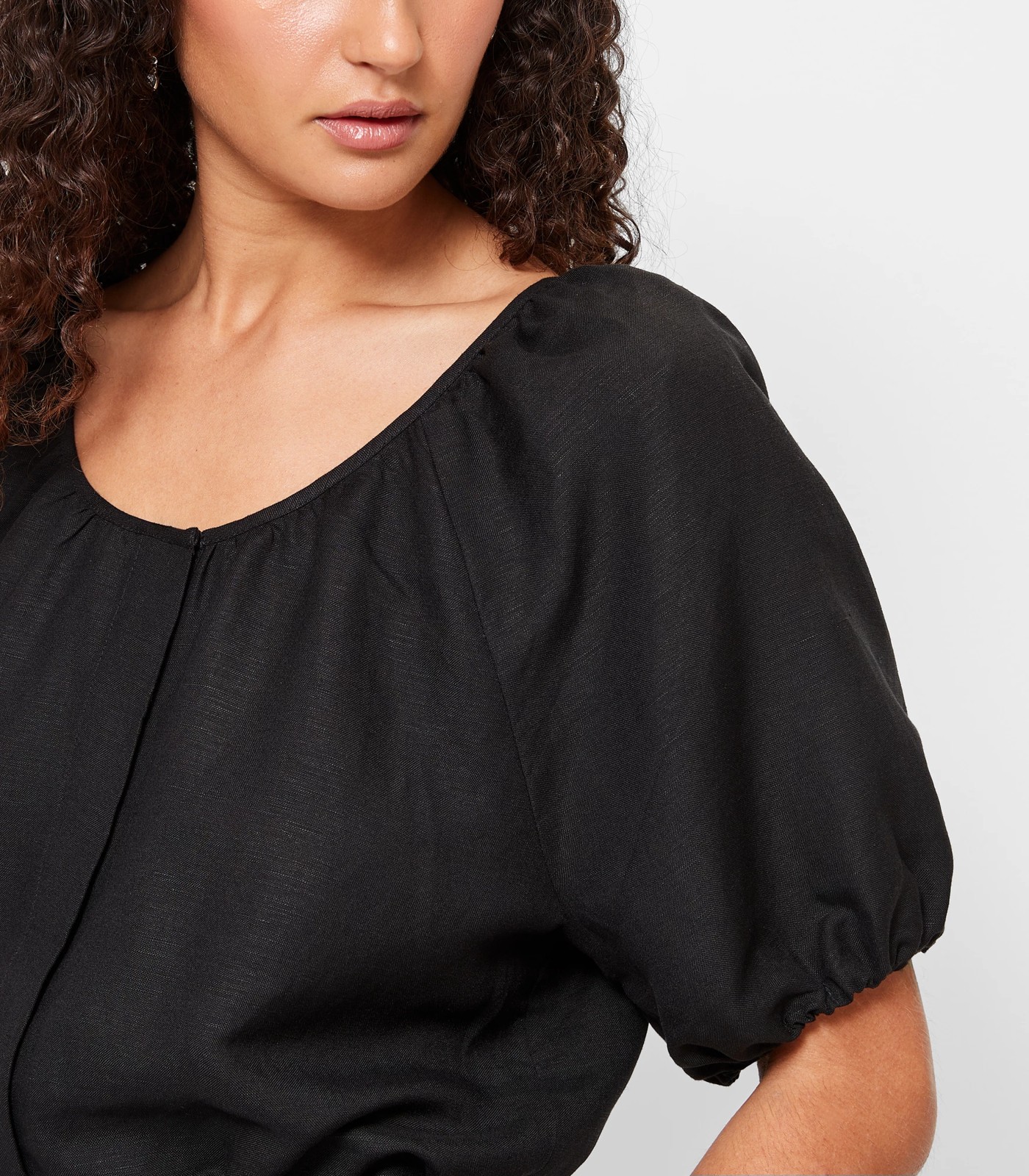 European Linen Blend Puff Sleeve Blouse - Preview - Black | Target ...