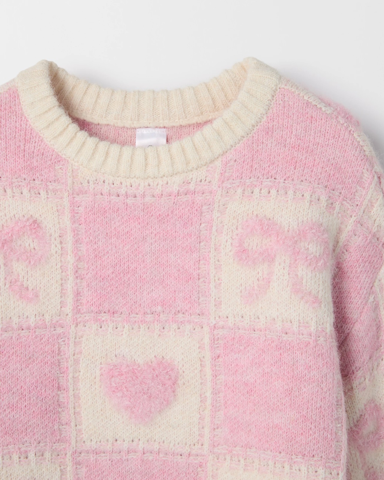 Checkerboard Knit Sweater - Bows Pink 2 of 2