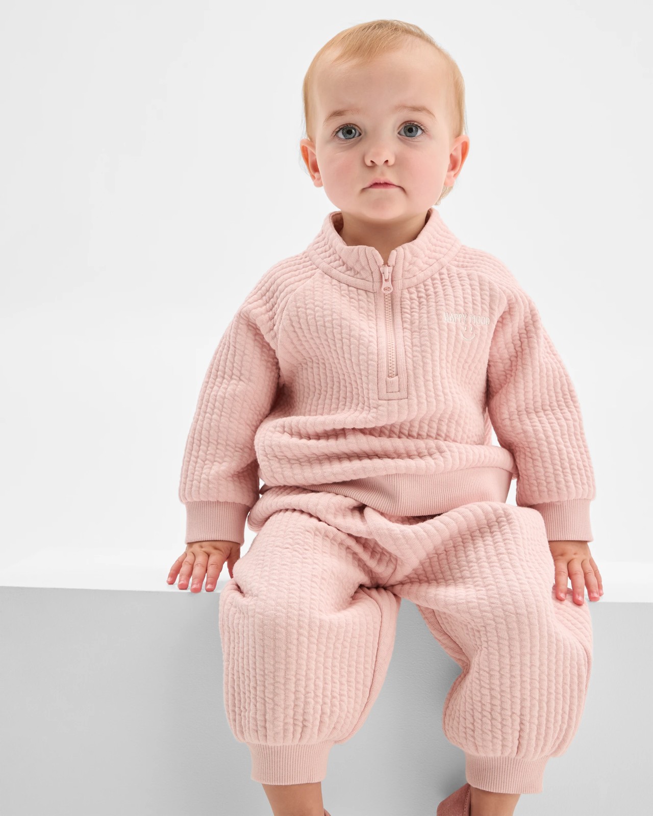 Baby Organic Cotton Quilted Fleece Trackpants - Lotus 2 of 5