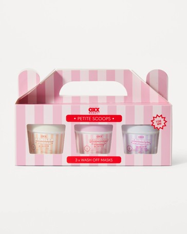OXX Beauty 3 Petite Scoops Ice Cream Wash Off Face Masks - Vanilla - Strawberry and Birthday Cake Scented