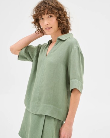 European Linen Popover Top
