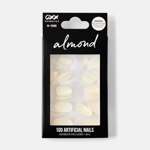100 Pack Artificial Nails with Adhesive, Almond Shape, Nude - OXX Cosmetics thumbnail 2