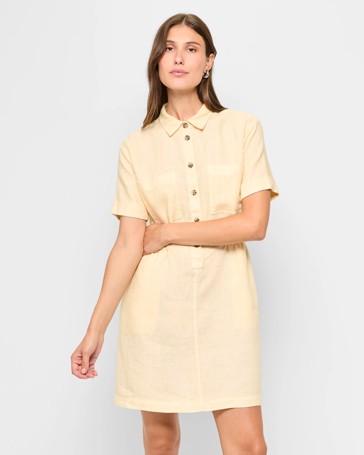 European Linen Utility Mini Dress