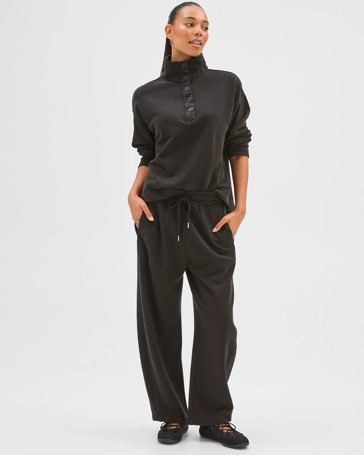Australian Cotton Funnel Neck Button Front Jumper