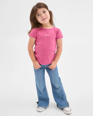 Australian Cotton Pointelle Picot Trim T-Shirt