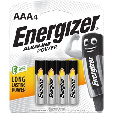 4 Pack Energizer Power AAA Alkaline Batteries
