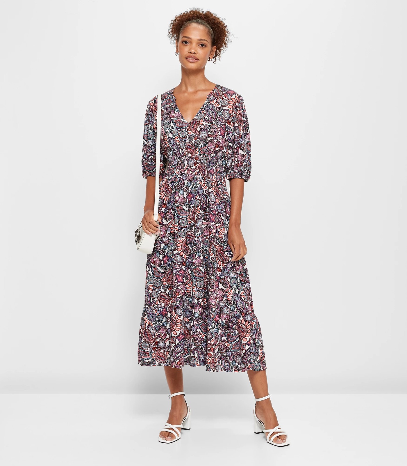 V-Neck Crinkle Midi Dress | Target Australia