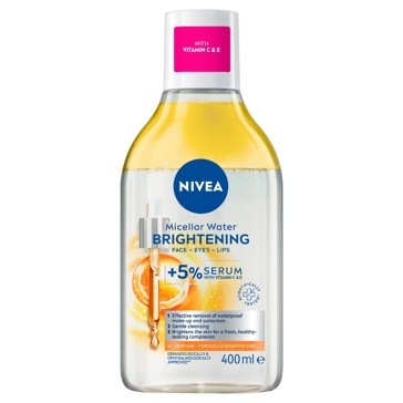 Nivea Brightening Micellar Water 400ml - 5% Serum with Vitamin E and C and Amino Acid Complex