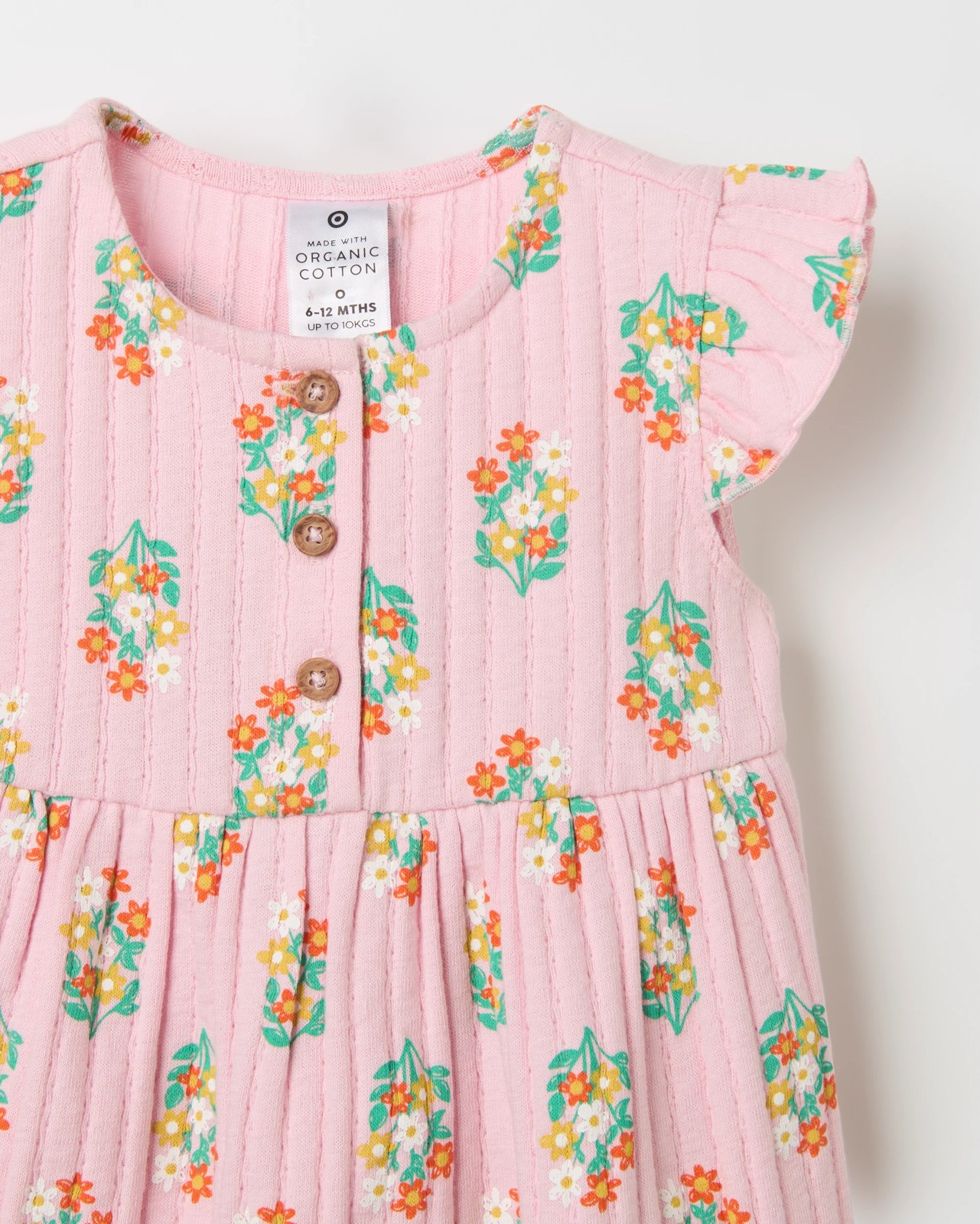 Baby Organic Cotton Rib Jersey Dress & Bike Shorts Set - Pink Floral 2 of 3