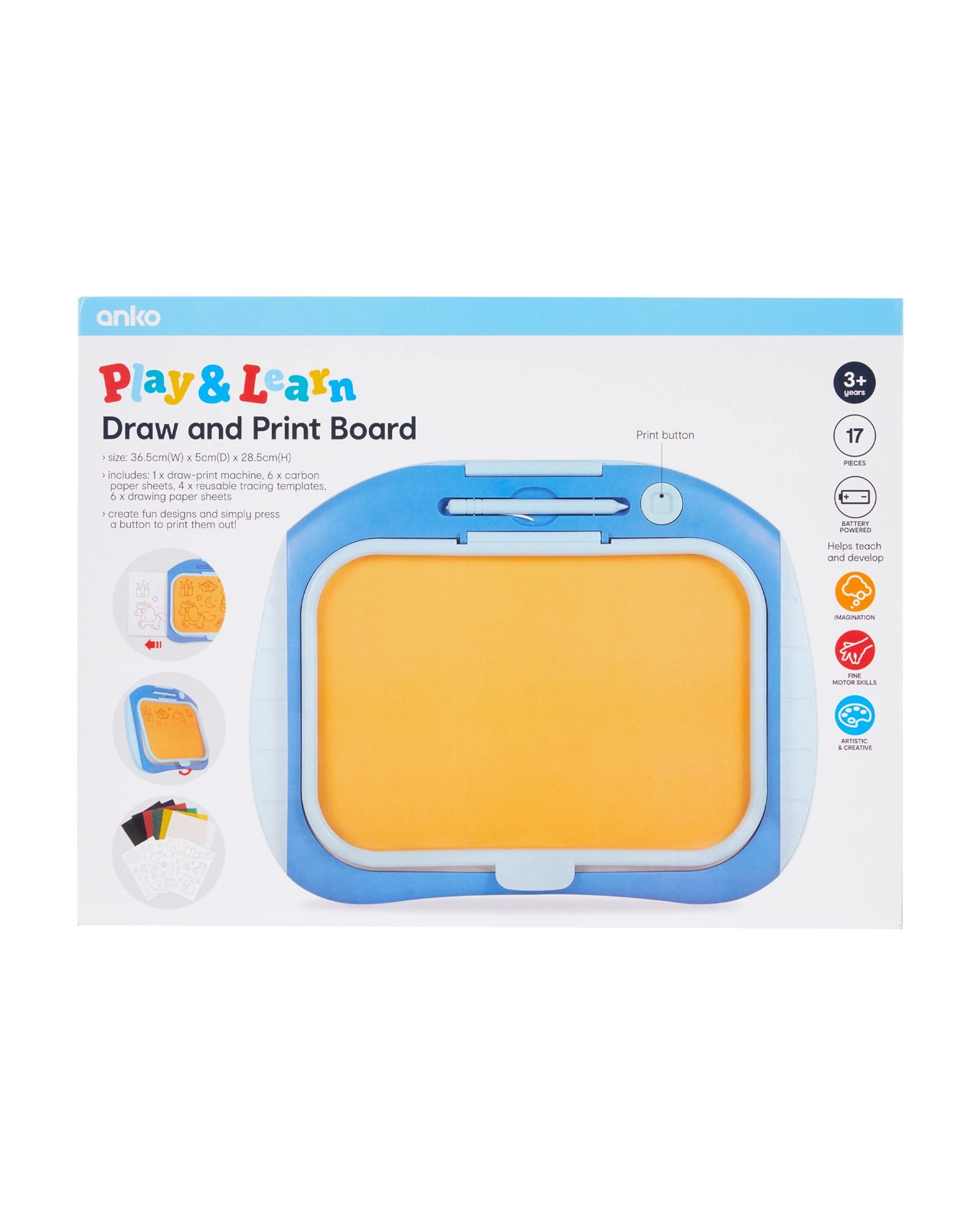 Anko 17 Piece Draw and Print Board 6 of 6