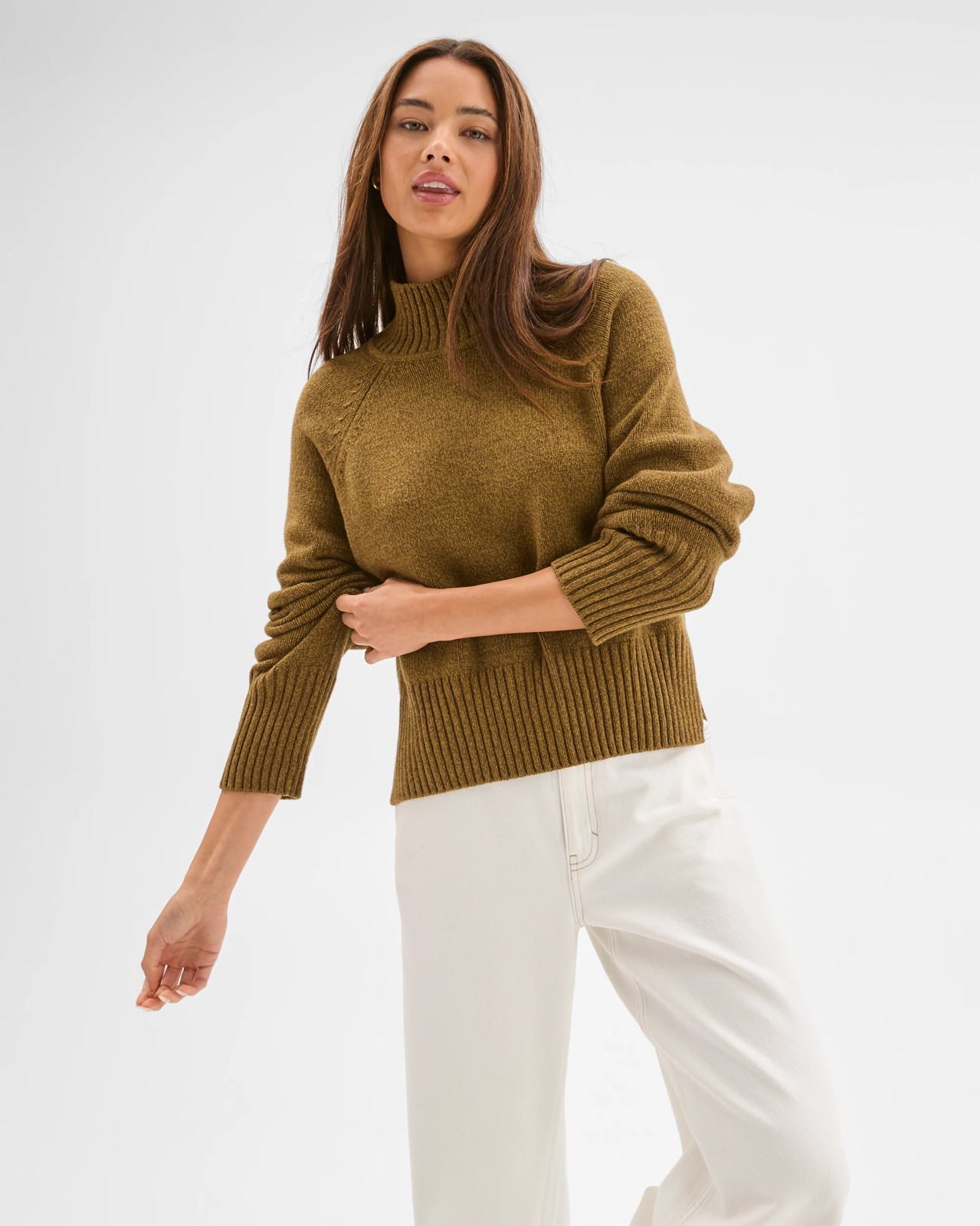 Lily Loves Australian Cotton Blend High Neck Knit Jumper - Twisted Juniper 2 of 6