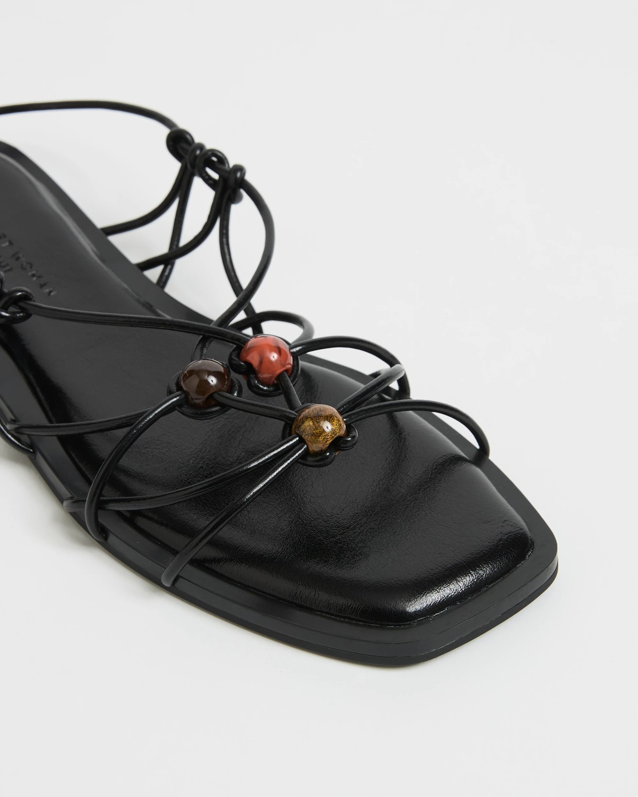 Sienna Strappy Beaded Flat Sandals - Black 3 of 3