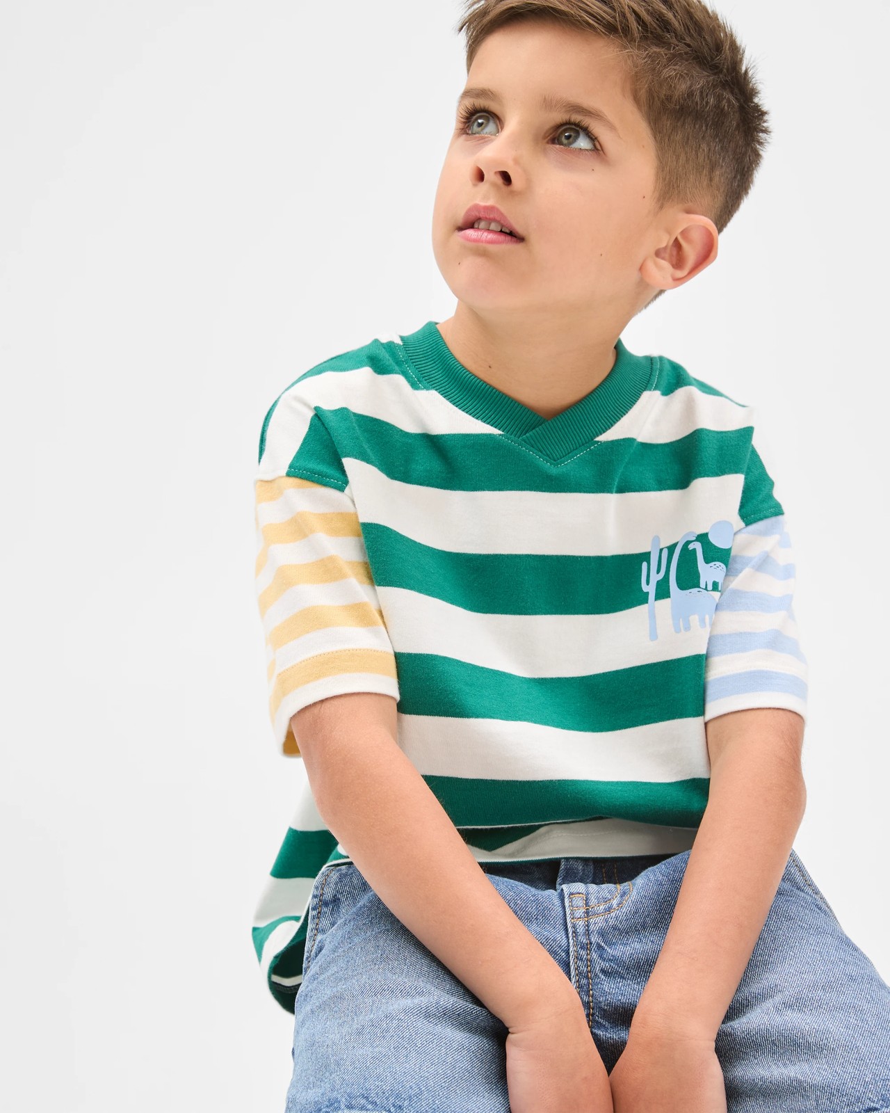 Australian Cotton Oversized V-Neck T-Shirt - Green 2 of 5