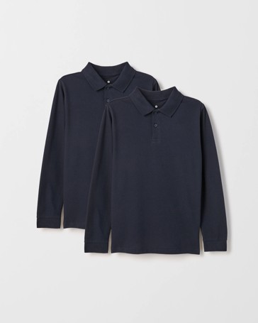 Australian Cotton 2 Pack School Long Sleeve Polo Top