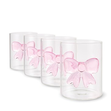 Anko 4 Pink Bow Tumbler Glasses