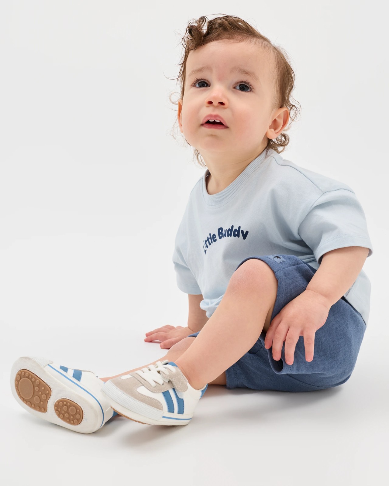 Baby Organic Cotton French Terry Shorts - Vintage Indigo 2 of 5