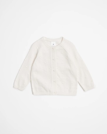 Baby Organic Cotton Party Pom-Pom Knit Cardigan