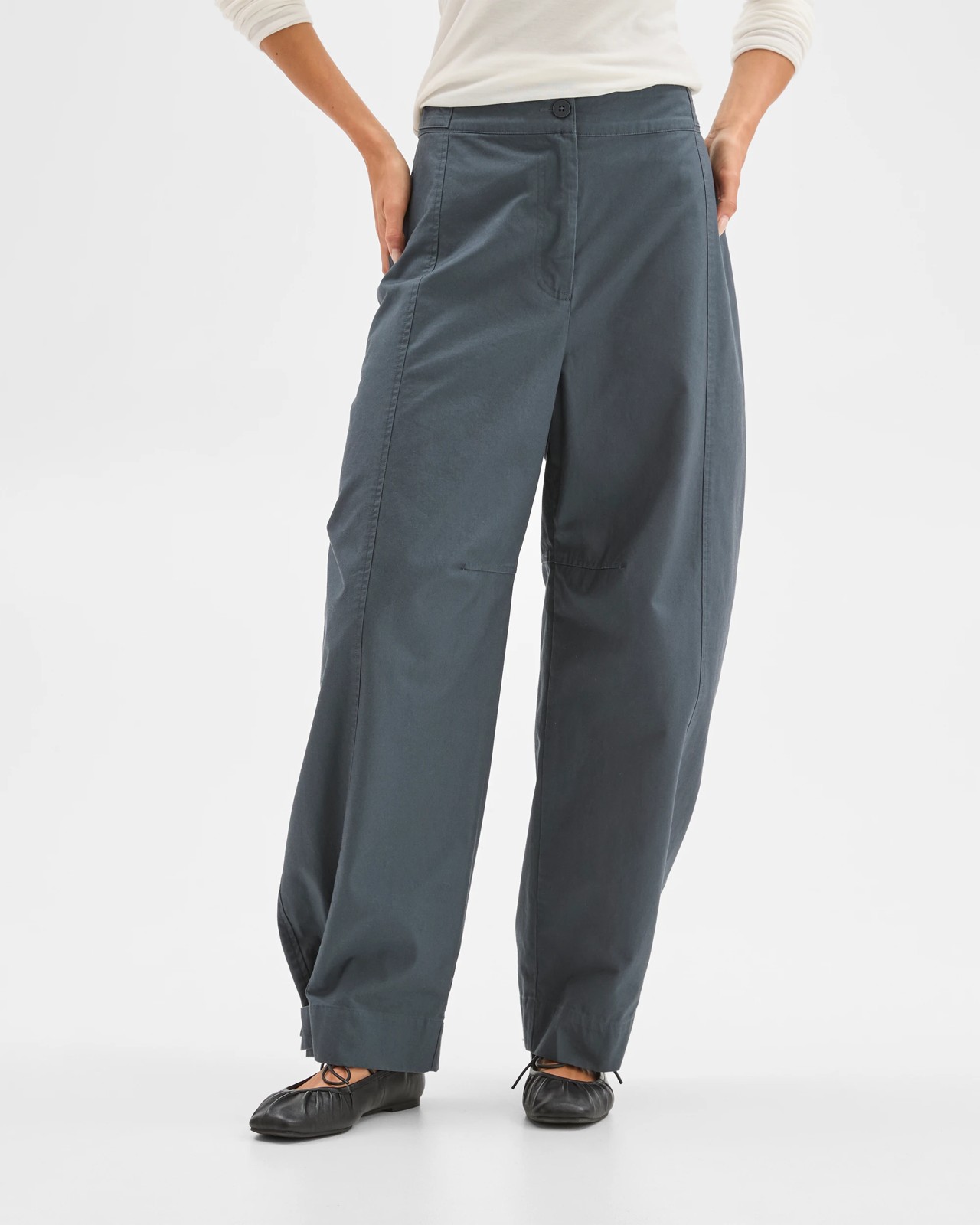 Lily Loves Australian Cotton Barrel Leg Cargo Pants  - Steel Grey 2 of 5