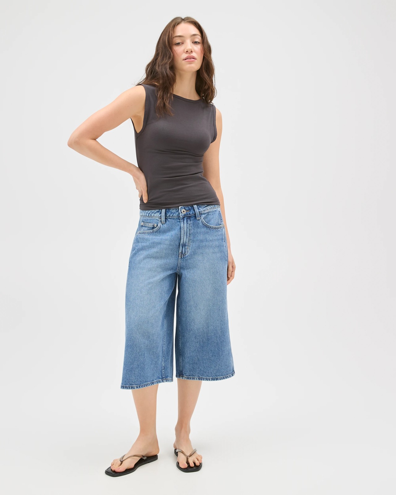Lily Loves Australian Cotton Blend Scoop Back Tank Top - Steel Ash 2 of 6