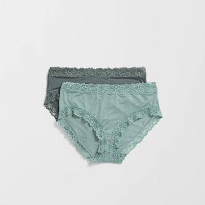 Womens Modal and Lace Midi Briefs 2 Pack product image