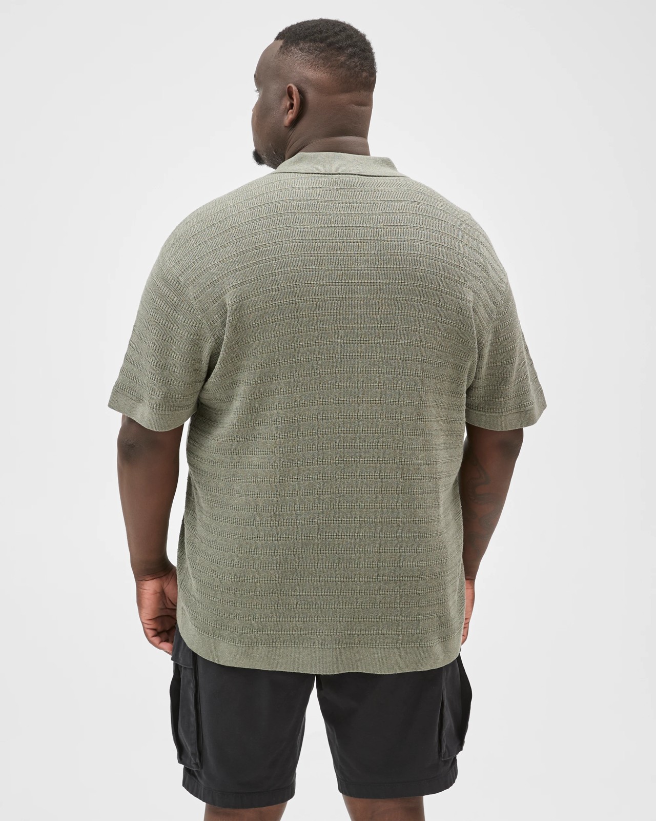 Plus Size Australian Cotton Knitted Polo Top - Mulled Basil 6 of 6