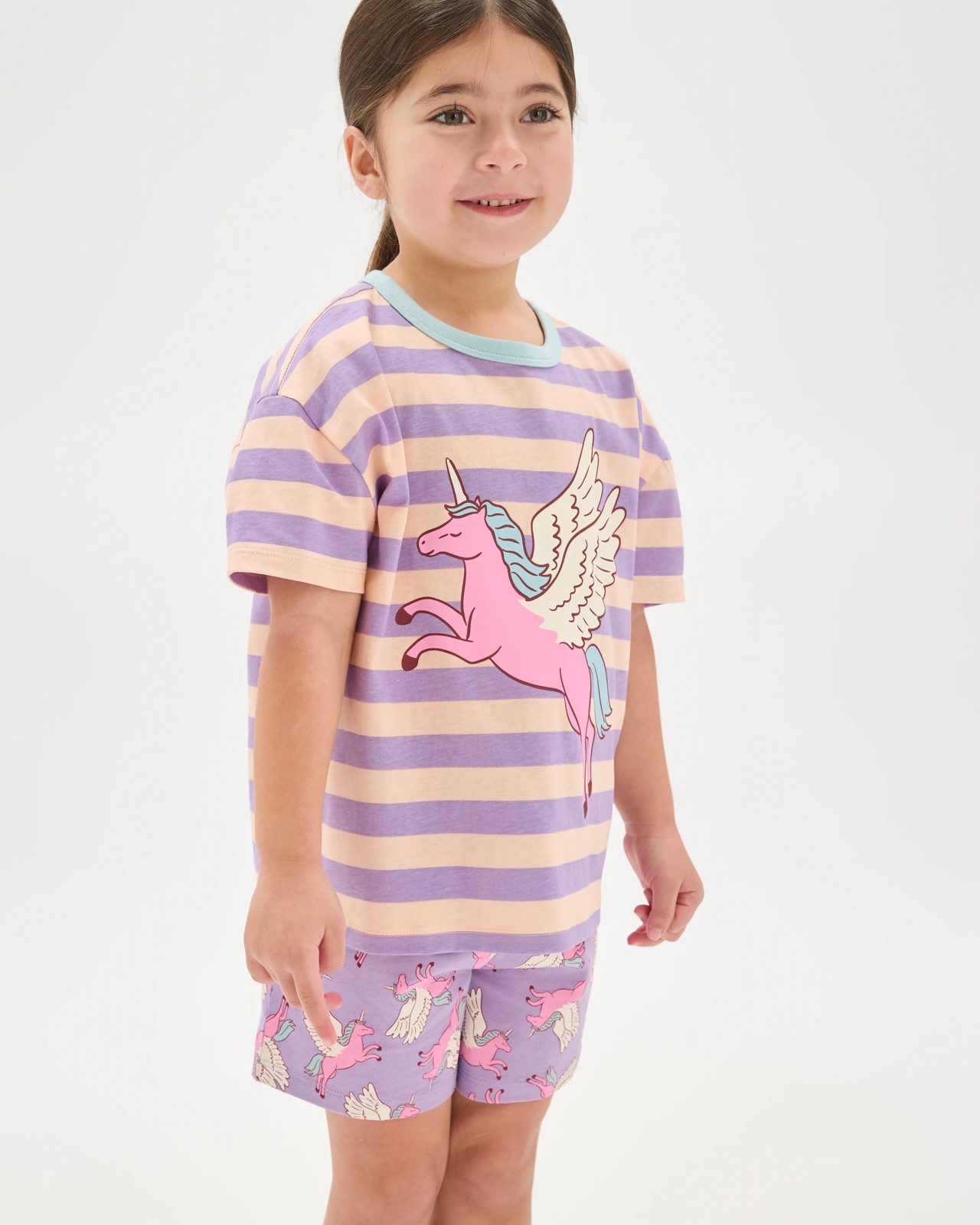 Australian Cotton Younger Girls Oversized Jersey Pyjama Set - Unicorn Multi 4 of 6