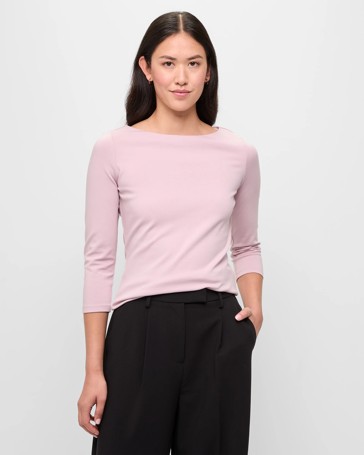 3/4 Sleeve Boat Neck Ponte Top - Preview