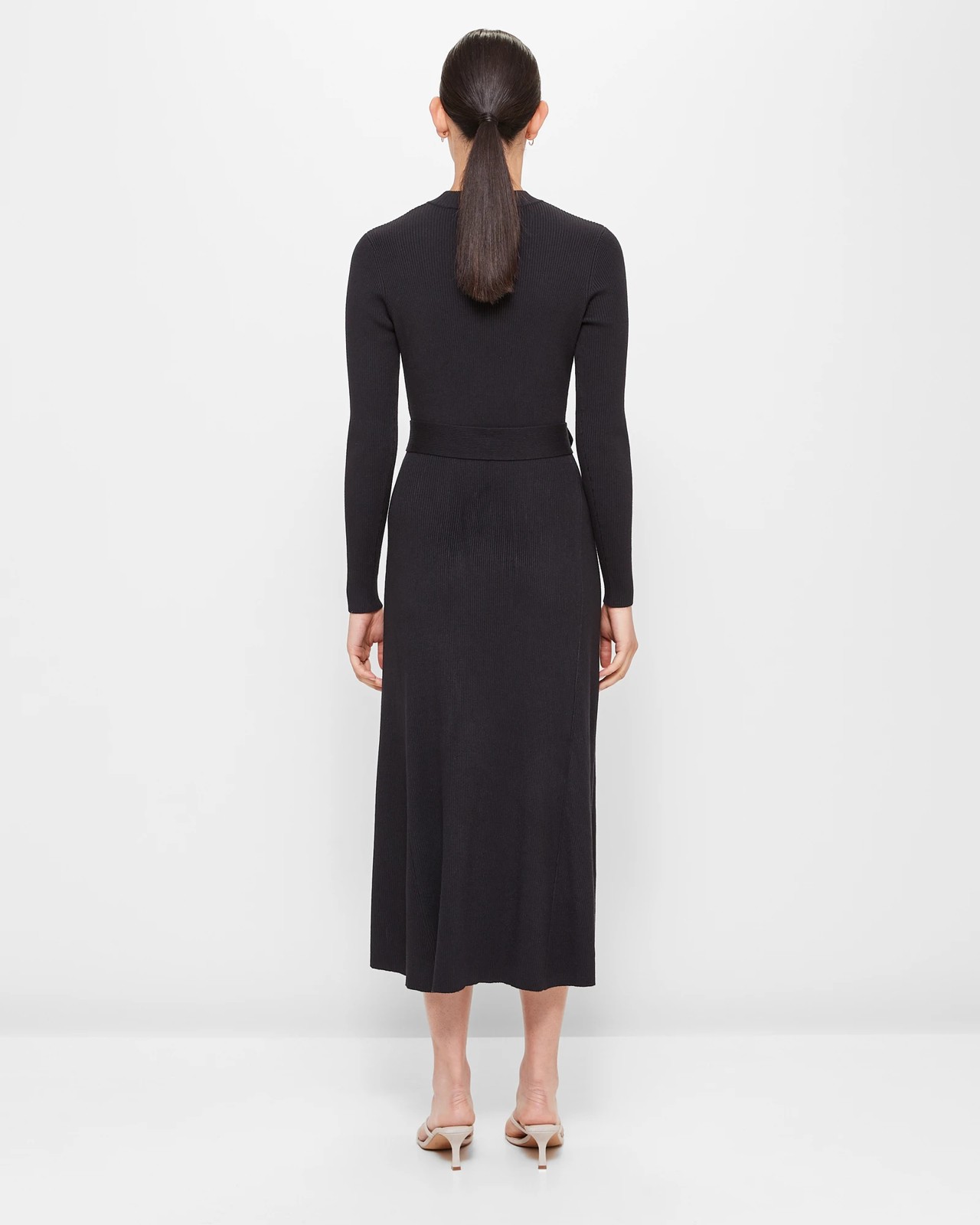 Long Sleeve Knit Belted Rib Midi Dress - Preview | Target Australia