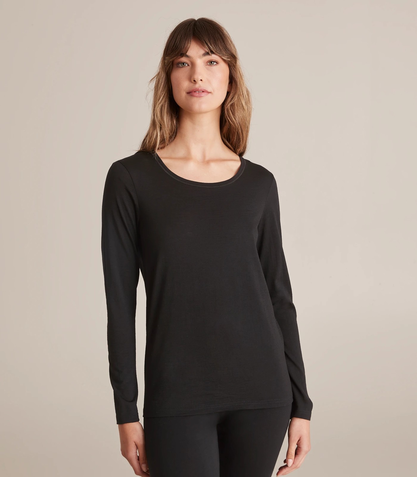 Ladies Black Cotton Blend Thermal Underwear Spencer Long Sleeve