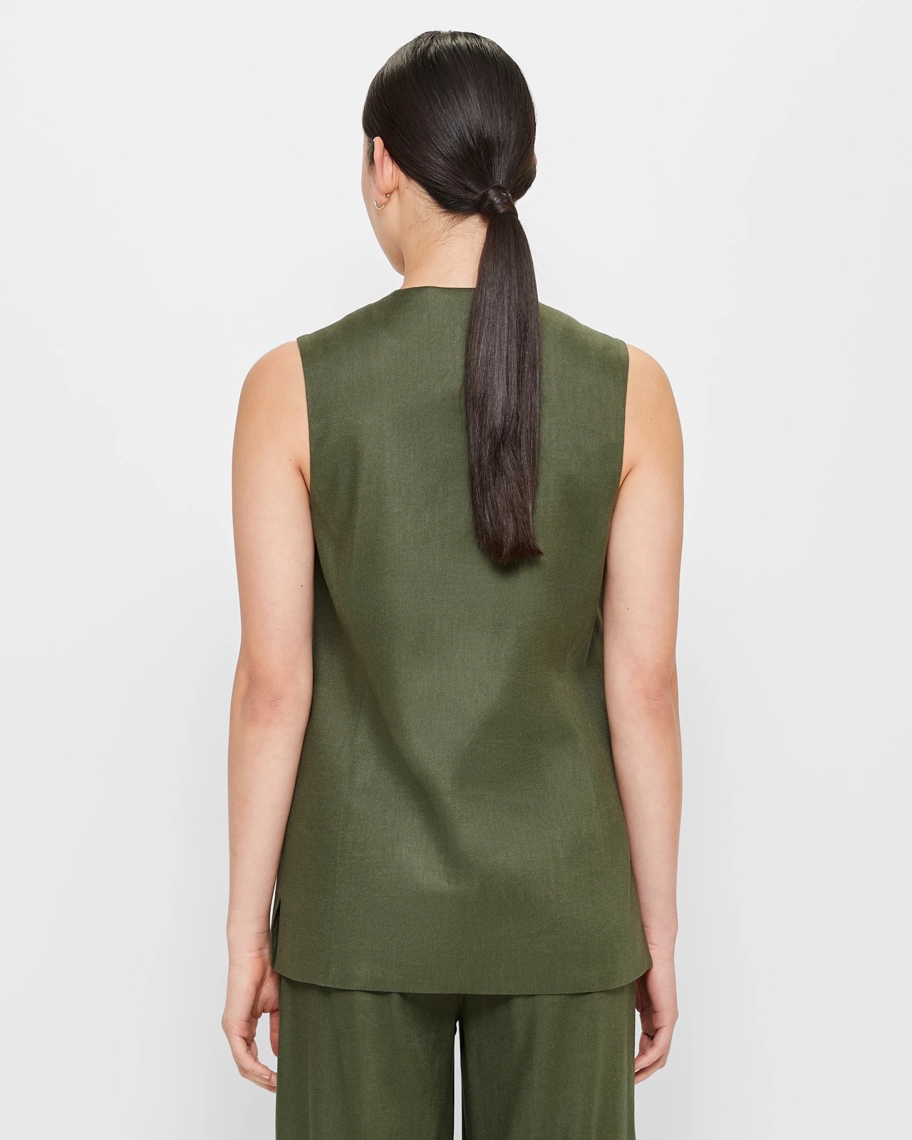 European Linen Blend Tailored Longline Vest - Preview