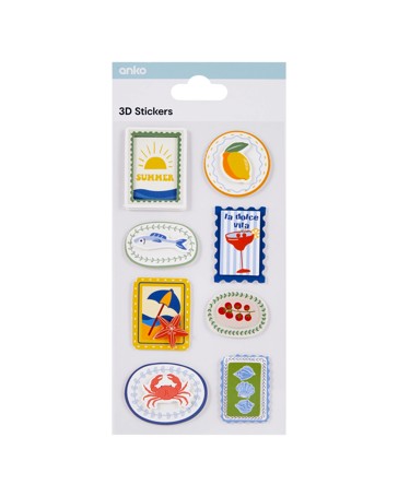 Anko 8 Pack 3D Stickers - Stamps