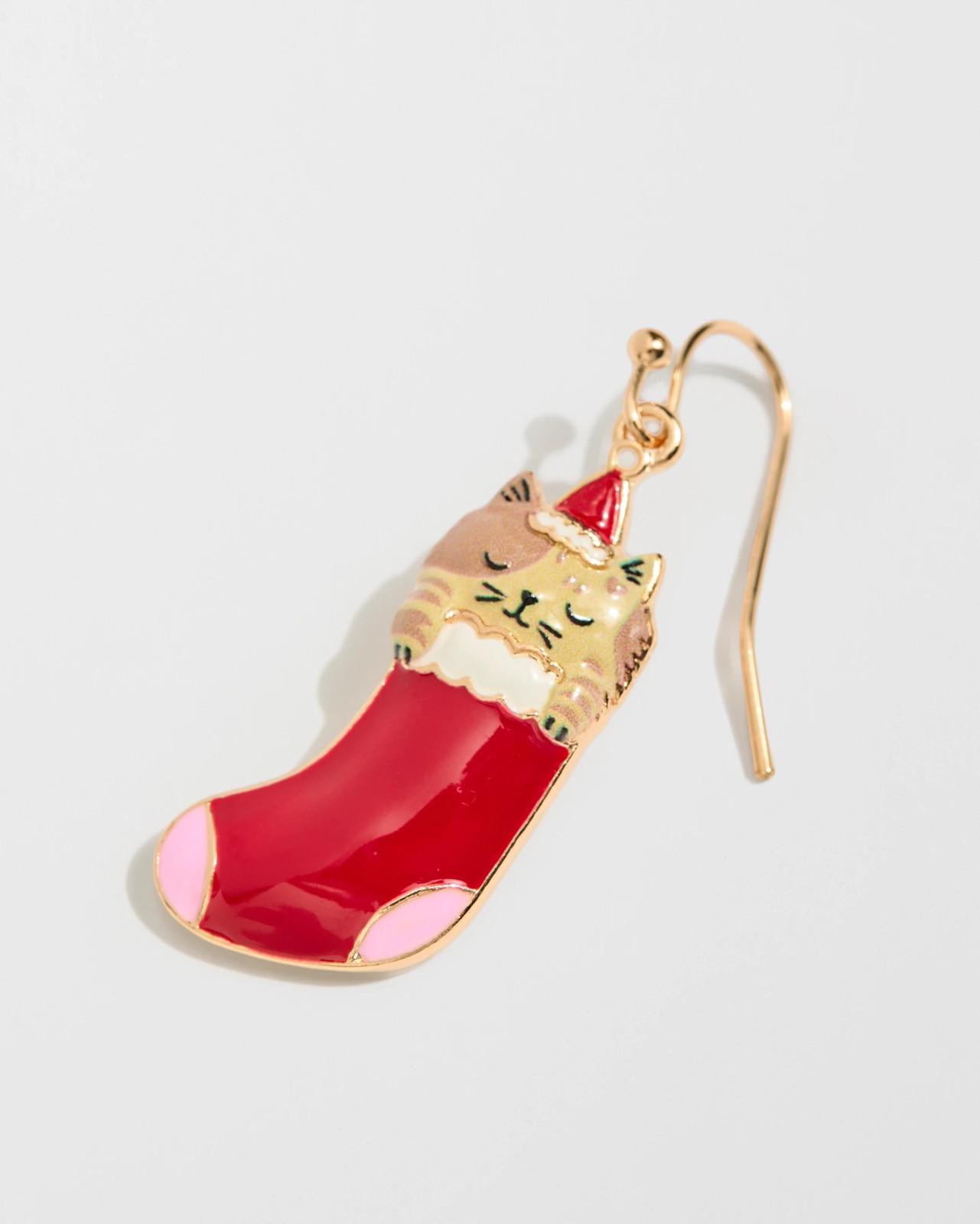 Christmas Cat In Stocking Drop Earrings 2 of 3