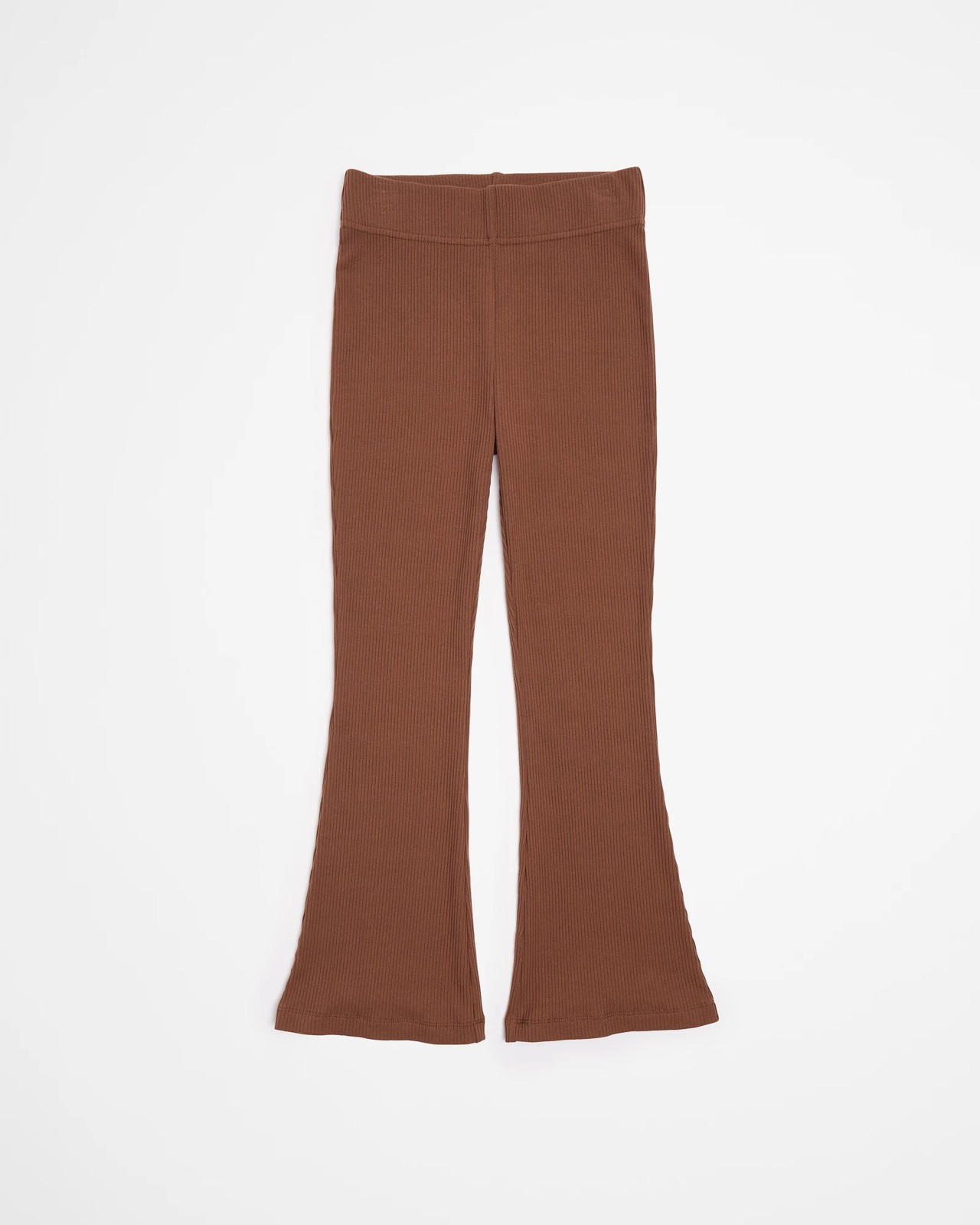 Ribbed Flare Leggings - Brown