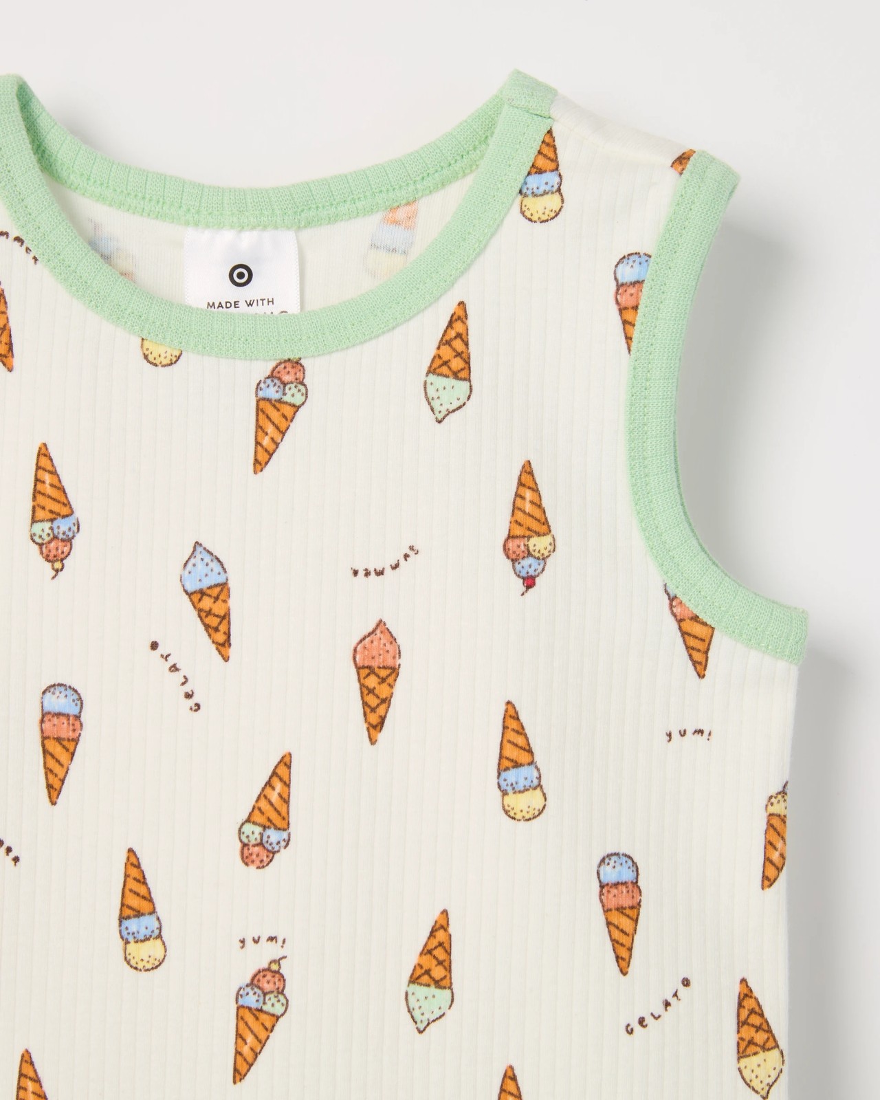 Baby Organic Cotton 3 Pack Sleeveless Rib Bodysuits - Multi Ice Cream 5 of 5