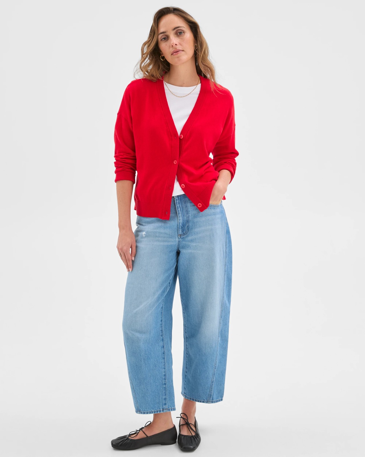 Australian Cotton Knit Cardigan - True Red 3 of 6