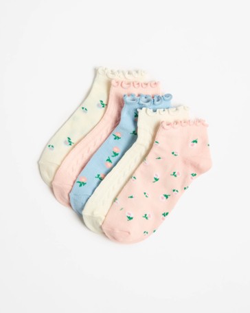 Australian Cotton Blend Girls Low Cut Socks 5 Pack - Maxx