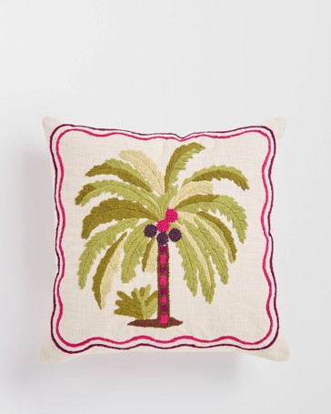 Palmer Embroidered Cushion - Pumice