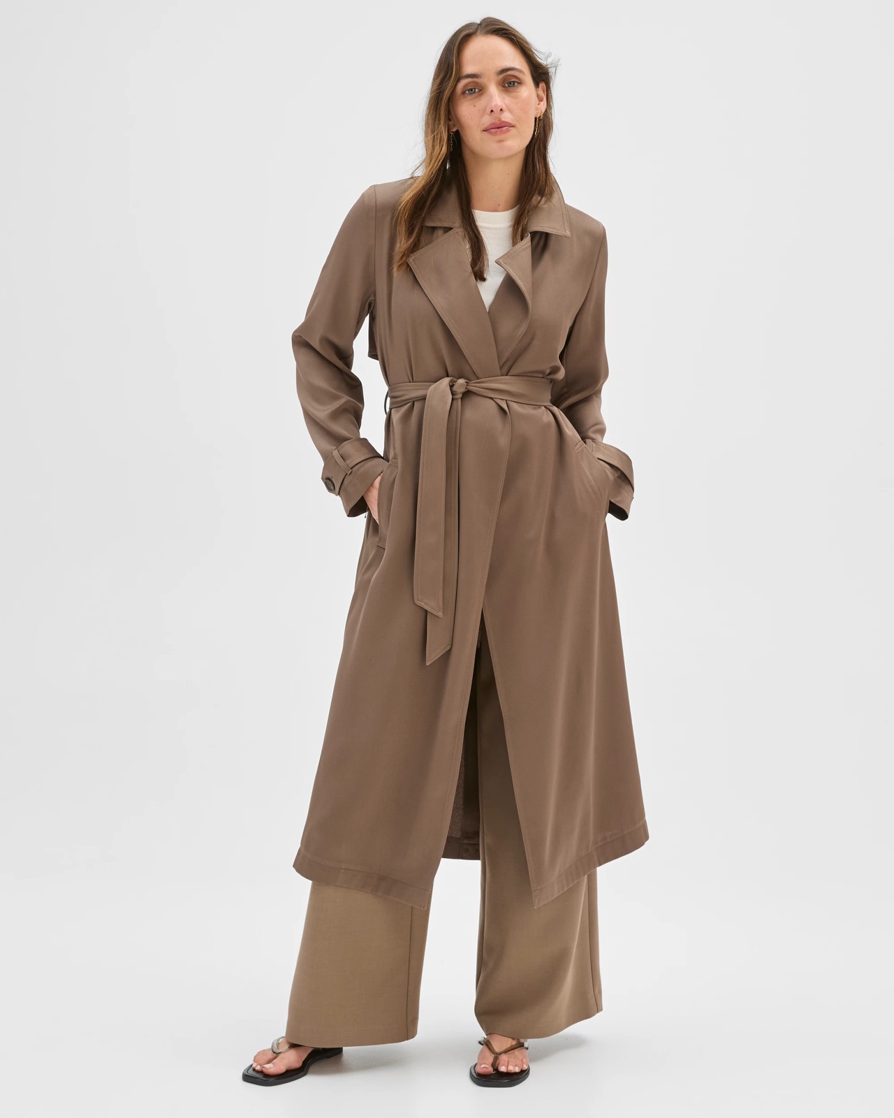Satin Drape Trench Coat 3 of 6