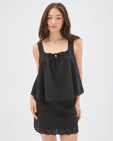 Lily Loves European Linen Blend Embroidered Mini Skirt