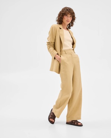 Linen Blend Wide Leg Pants - Preview