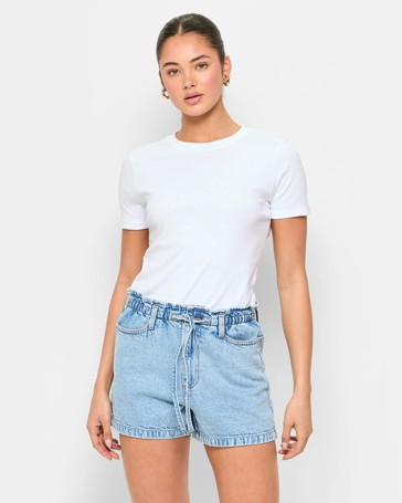 Denim Paperbag Shorts - Lily Loves