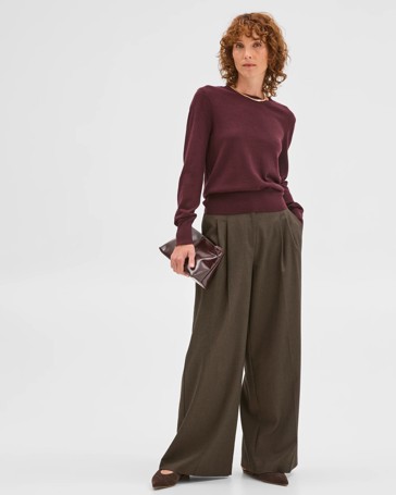 Preview Merino Crew Neck Stitch Detail Knit Sweater