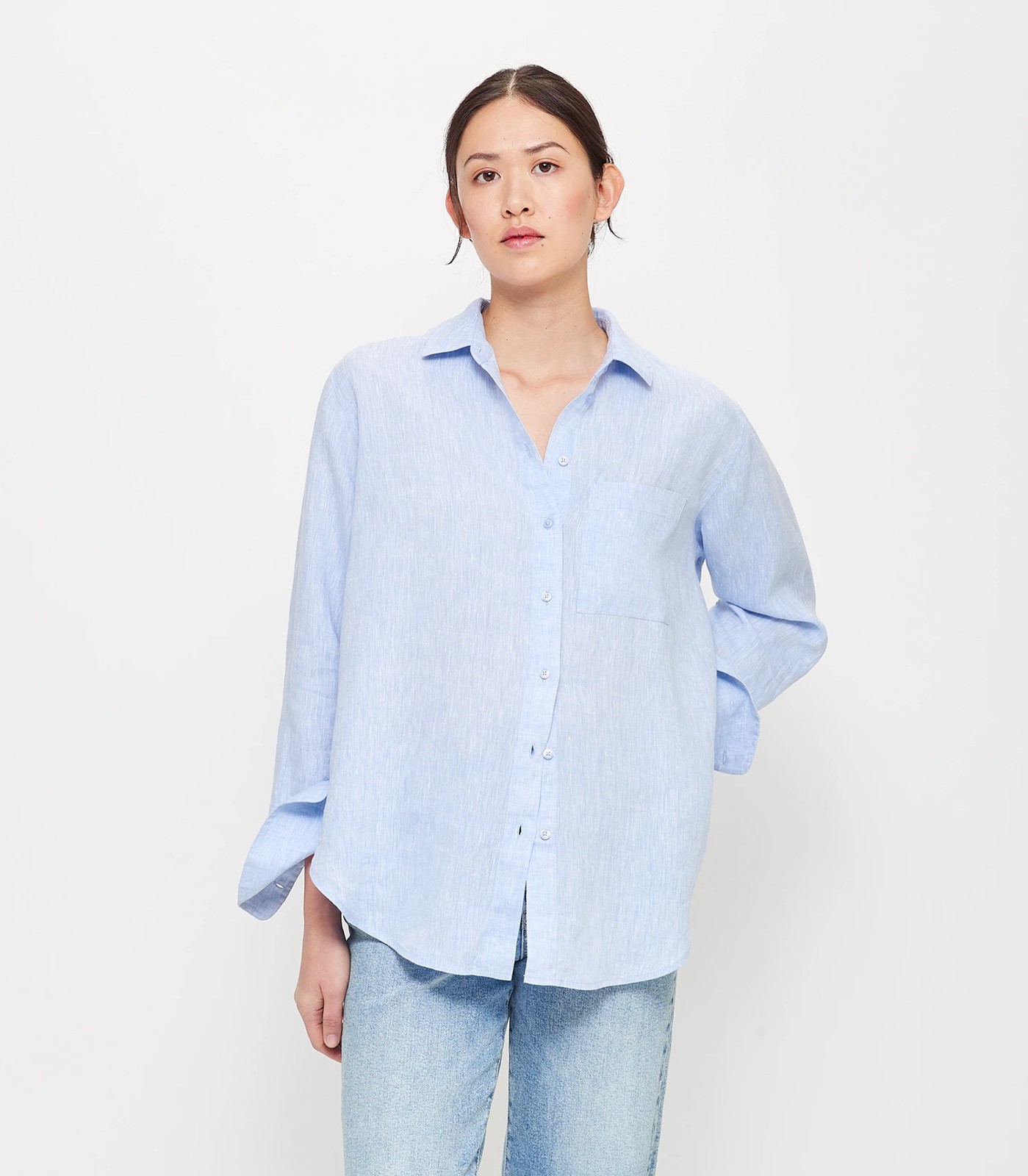 European Linen Long Sleeve Shirt - Chambray Blue | Target Australia